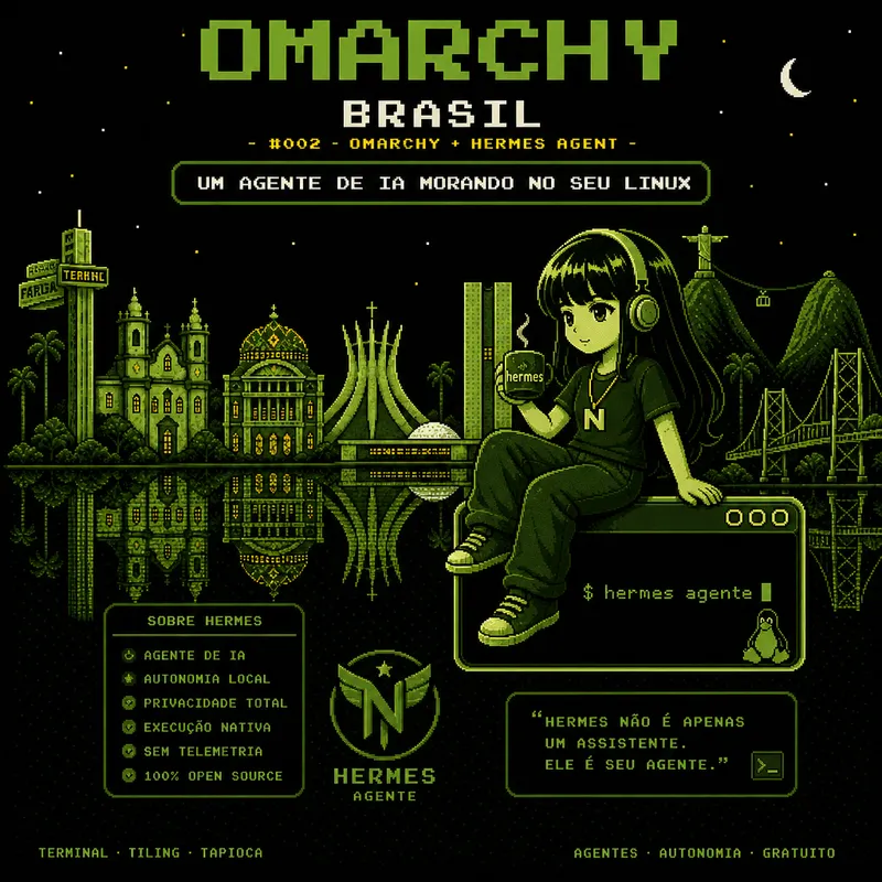 Omarchy Brasil #002: Omarchy + Hermes Agent - Um Agente de IA Morando no Seu Linux