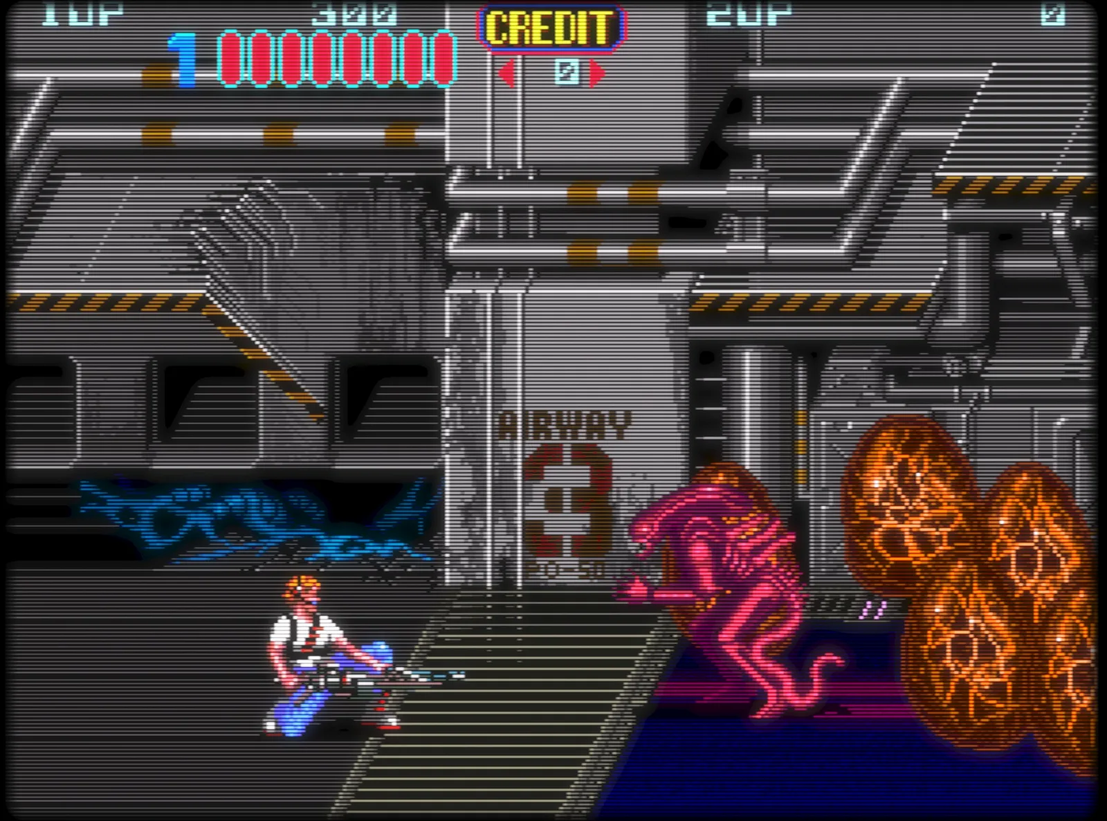 Et klassisk arkadespil med RetroArchs CRT-shader